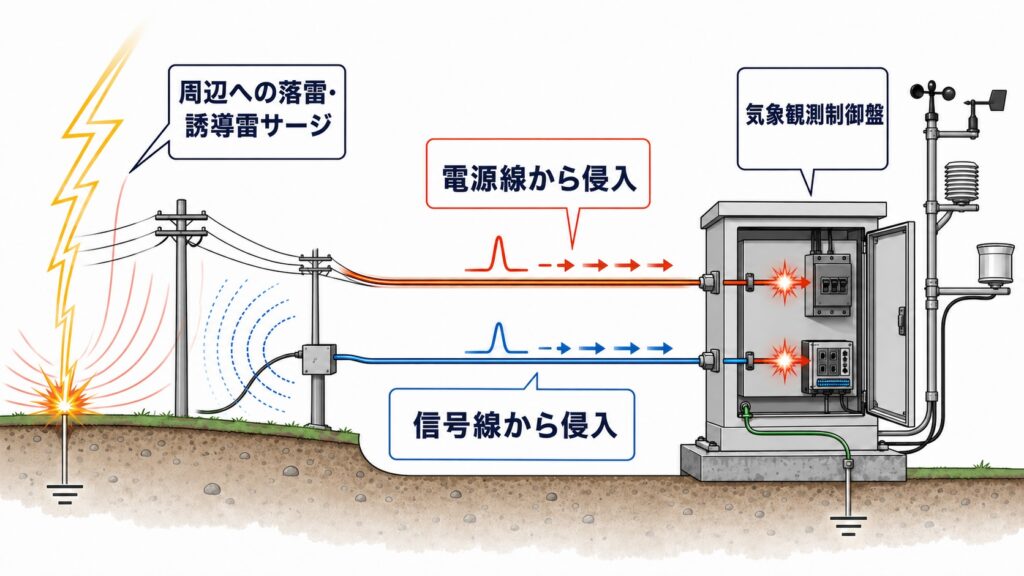 誘導雷の侵入経路